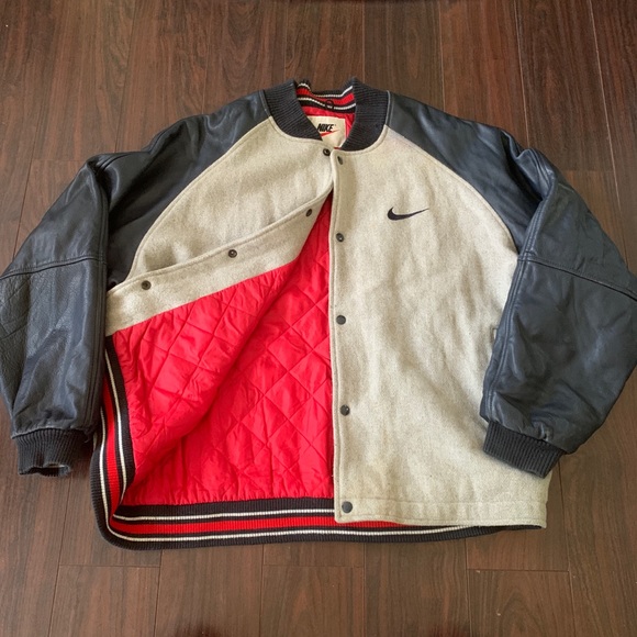 Nike Other - Vintage Nike Swoosh Varsity Leather Jacket XL